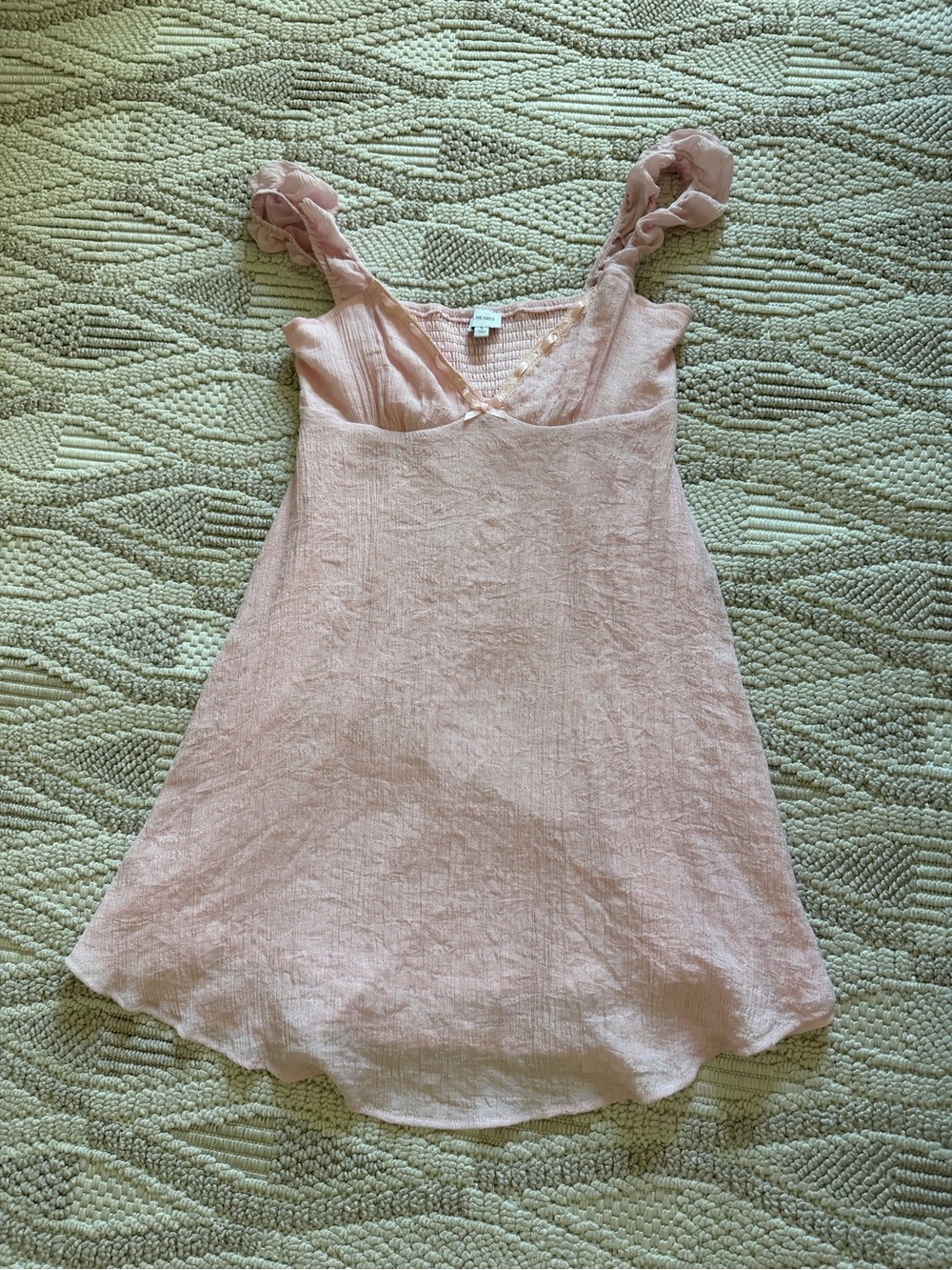Light Pink Bow Babydoll Mini Dress